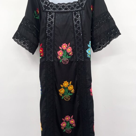 Christy Dawn Handmade Floral Embroidered Simone Maxi Dress in Noir Embroidery - Picture 12 of 15